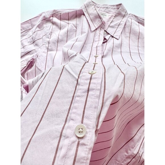 Aritzia WILFRED FREE Bailey Lilac Pink Striped Poplin Button-Up Shirt, Size M - Picture 10 of 13